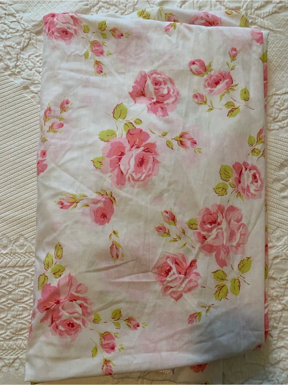 Vintage Wabasso Pink Rose Fitted Sheet - TWIN